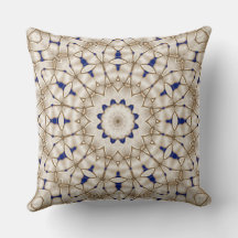 Blauw Gouden Geometrisch Bloemenkussen