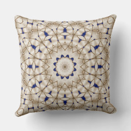 Blauw Gouden Geometrisch Bloemenkussen Kussen