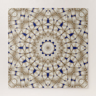 Blauw Gouden Geometrische Bloemige Legpuzzel