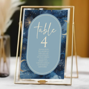 Blauw Gouden Hemelse Elegante Sterrenhemel Bruilof Kaart