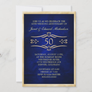 Blauw Gouden Jubileum Uitnodiging