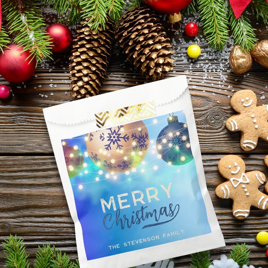 Blauw Gouden Kerstbal Slinger Lichtjes Kerstmis Bedankzakje