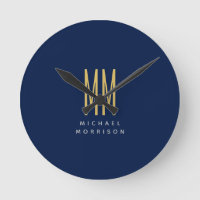 Blauw Gouden Kleuren Monogram Initiaal Letters Naa