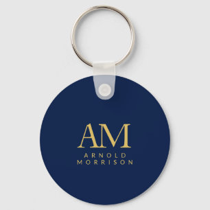 Blauw Gouden Kleuren Monogram Initiaal Letters Naa Sleutelhanger