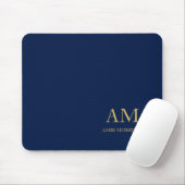 Blauw Gouden Kleuren Professioneel Initiaal Letter Muismat (Met muis)