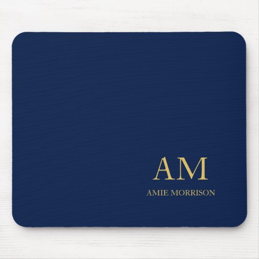 Blauw Gouden Kleuren Professioneel Initiaal Letter Muismat (Voorkant)