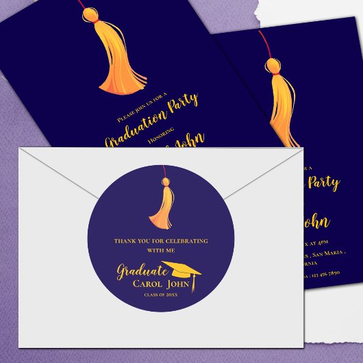 Blauw Gouden Kwast 2025 Afstudeer Dank je wel Ronde Sticker