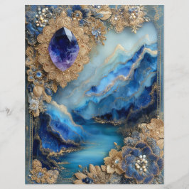 Blauw Gouden Landschap Junk Journal Scrapbook Papi
