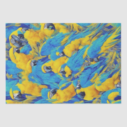 Blauw & Gouden Macaws Patroon Tissuepapier (Voorkant)