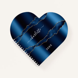 Blauw gouden marmer, meisje met marmer notitieboek