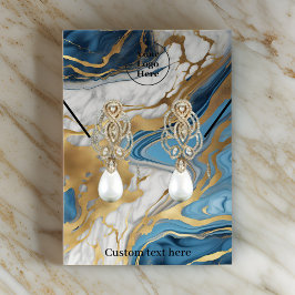 Blauw & gouden marmeren kettingen oorbellen Displa Visitekaartje