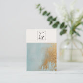 Blauw Gouden Olieverf Textuur Logo Blank Sieraden Visitekaartje (Staand voorkant)