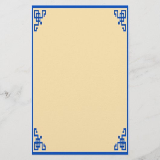 Blauw & Gouden rol Briefpapier (Voorkant)