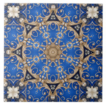 Blauw Gouden Sierkeramiek Tegel