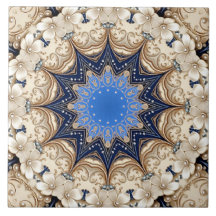 Blauw Gouden Sierkeramiek Tegel