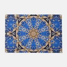 Blauw Gouden Sierlijke Deurmat