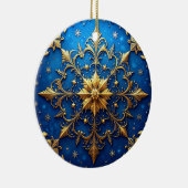 Blauw Gouden Sierlijke Kerst Ornament (Rechts)