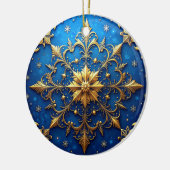 Blauw Gouden Sierlijke Kerst Ornament (Links)