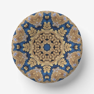 Blauw Gouden Sierpapier Kommen