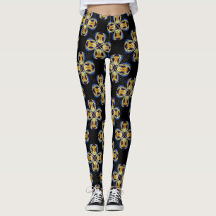 Blauw gouden ster eindeloos patroon leggings