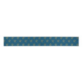 Blauw Gouden Sterren Schijnen Helder Weefselpapier Grosgrain Lint (Voorkant)