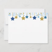 Blauw & Gouden Sterren twinkel twinkel RSVP kaart (Achterkant)