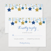 Blauw & Gouden Sterren twinkel twinkel RSVP kaart (Voorkant / Achterkant)