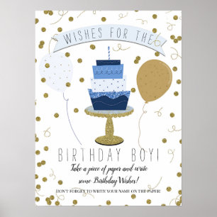 Blauw & Gouden Suiker is Zoet 1e Eerste Verjaardag Poster