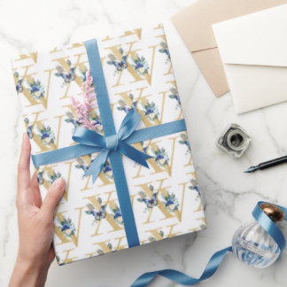 Blauw Gouden Vlinder Quinceañera Inpakpapier