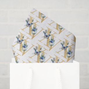 Blauw Gouden Vlinder Quinceañera Inpakpapier Tissuepapier