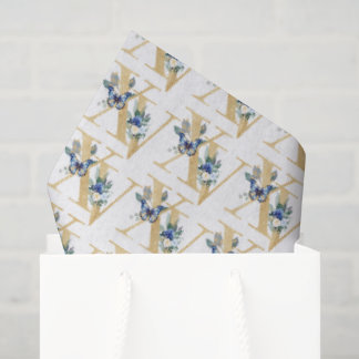 Blauw Gouden Vlinder Quinceañera Inpakpapier Tissuepapier