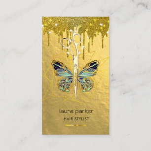 Blauw Gouden Vlinder Schaar Haar Stylist Salon Visitekaartje