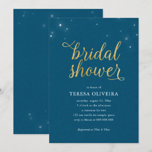 Blauw gouden Vrijgezellenfeest Licht Eenvoudig ele Kaart