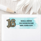 Blauw Gouden Waterverf Sweet 16 Etiket (Insitu)