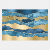 Blauw gouden wijn glitter metallic folie chic inpakpapier vel (Voorkant 3)