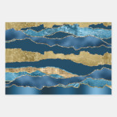 Blauw gouden wijn glitter metallic folie chic inpakpapier vel (Voorkant 2)