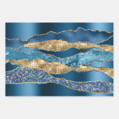 Blauw gouden wijn glitter metallic folie chic inpakpapier vel (Voorkant)