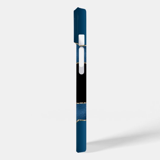 Blauw gouden zwarte gekleurd marmer-naamscript Case-Mate iPhone case (Achterkant / Links)