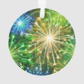 Blauw Goudgeel vuurwerk Ornament (achterkant)