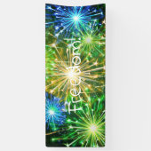 Blauw Goudgeel vuurwerk Spandoek (Verticaal)