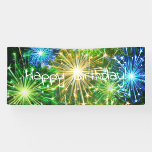 Blauw Goudgeel vuurwerk Spandoek