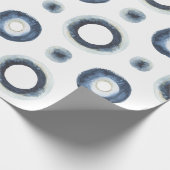 Blauw goudgemarmerd waterverf patroon cadeaupapier (Hoek)