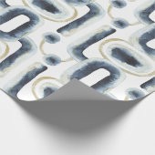 Blauw goudgemarmerd waterverf patroon cadeaupapier (Hoek)