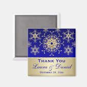 Blauw, goudglitter Snowflakes Weddenschap voor Mag Magneet (Voorkant / Achterkant)
