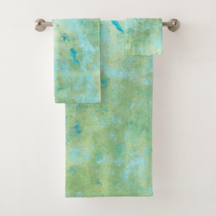 Blauw & goudkleurig Abstract marmer-spuitje Bad Handdoek