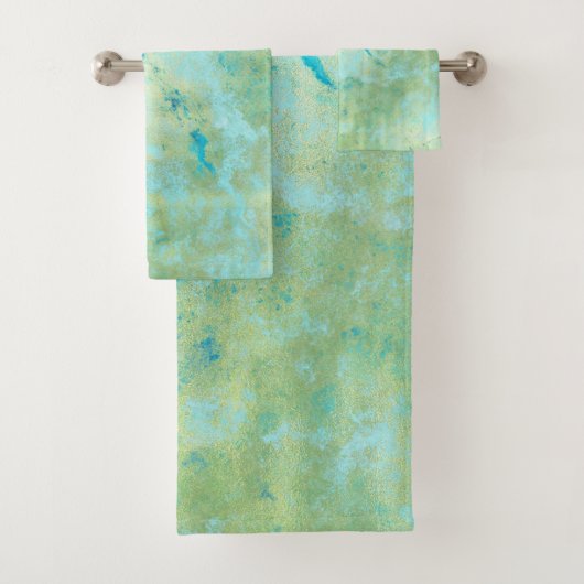 Blauw & goudkleurig Abstract marmer-spuitje Bad Handdoek (Insitu)