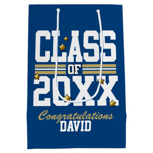 Blauw|Goudkwaliteitsklasse Jaar Medium Cadeauzakje (Achterkant)