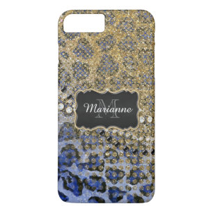 Blauw goudluipaard Dierafdrukken Glitter Kijk Jewe iPhone 8 Plus / 7 Plus Hoesje