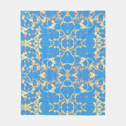 Blauw + goudmarmer fleece deken (Voorkant)