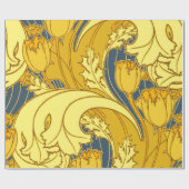  blauw goudpatroon cadeaupapier (Vlak)